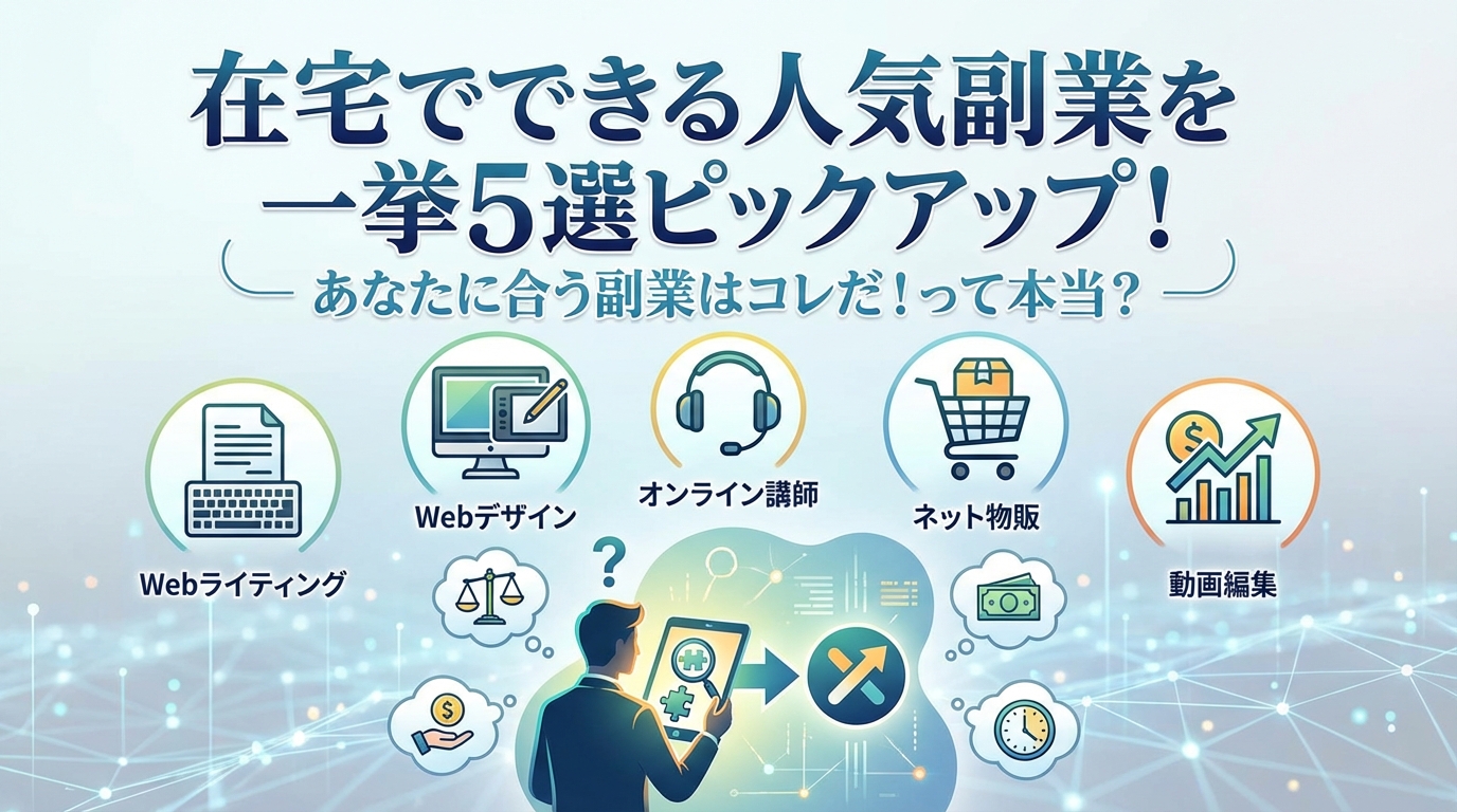 在宅でできる人気副業を一挙5選ピックアップ！あなたに合う副業はコレだ！って本当？