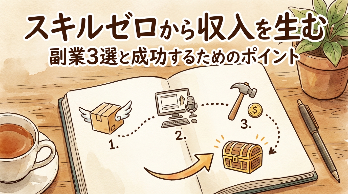 スキルゼロから収入を生む副業3選と成功するためのポイント