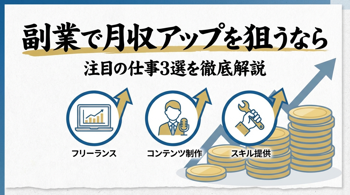 副業で月収アップを狙うなら注目の仕事3選を徹底解説